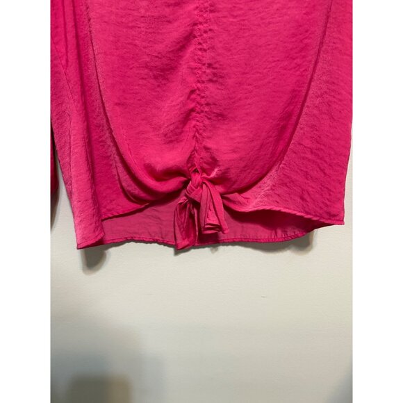 Vince Camuto Women's Fuchsia Blouse XS Balloon Sleeve Tie-Front - Picture 4 of 5
